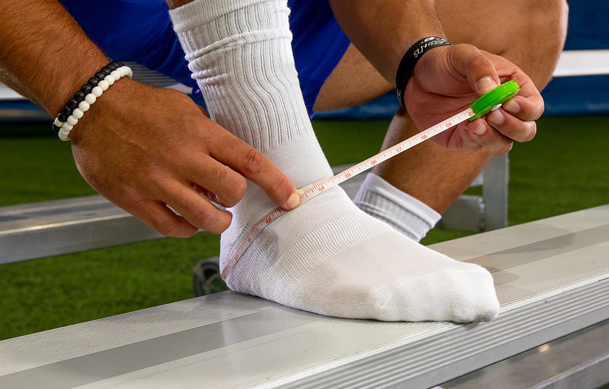 measuring an ankle for a brace