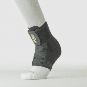 Ultra 360 black ankle brace for ankle injury recovery and prevention. volleyball ankle brace